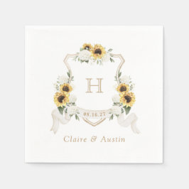 Servilleta De Papel Sunflowers Hydrangea Escudo Boda Monograma