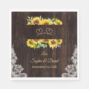 Servilleta De Papel Sunflowers Vintage Rope Wood Nos Amarramos Al Knot