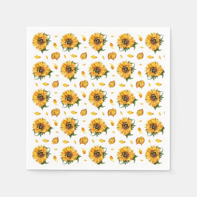 Servilleta De Papel Sunflowers y Autumn Leaves (Anverso)