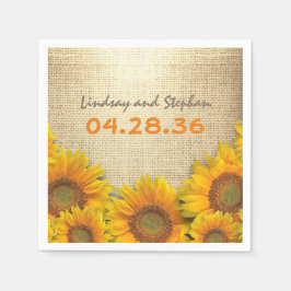 Servilleta De Papel Sunflowers y Burlap Rustic Country Wedding