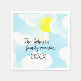 Servilleta De Papel Sunny Blue Summer Sky con reunión familiar de nube