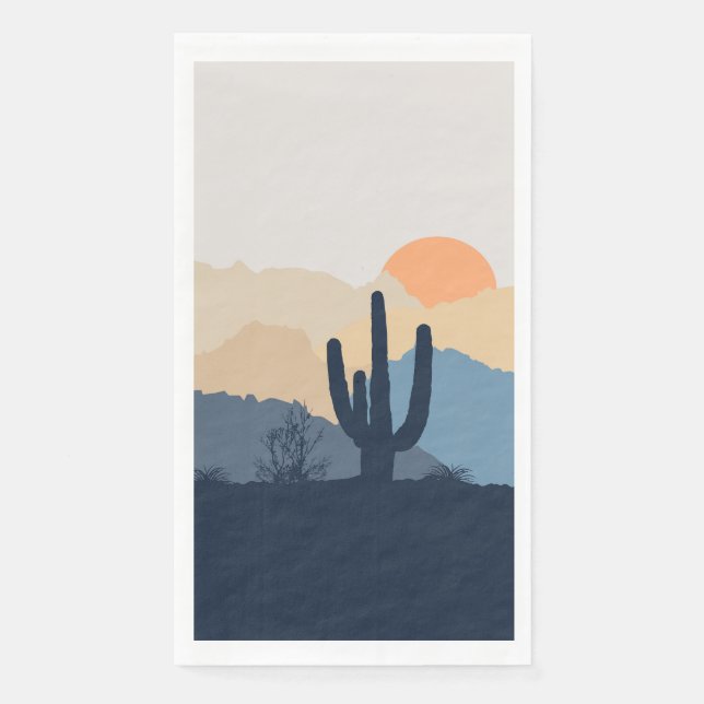 Servilleta De Papel Sunrise azul y beige desértico (Anverso)