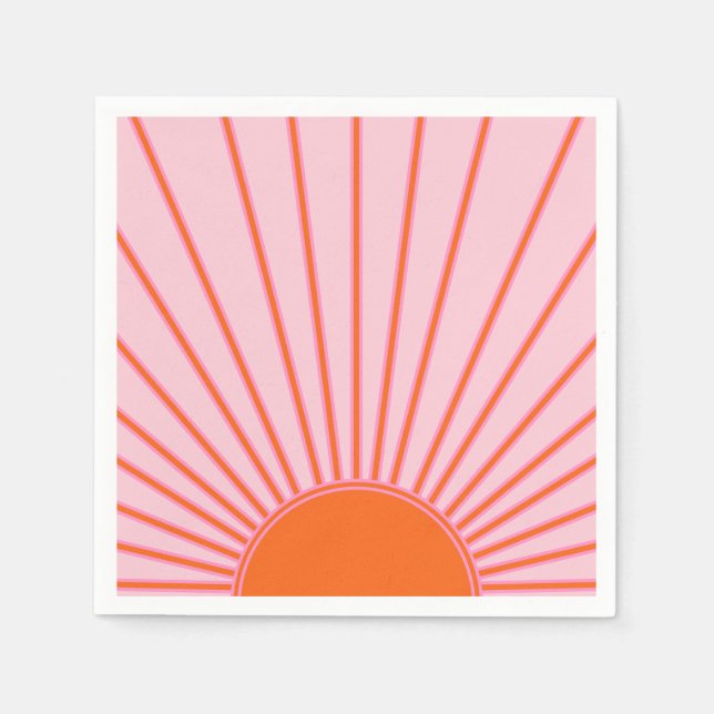 Servilleta De Papel Sunrise Pastel Rosa Y Sunshine Naranja (Anverso)