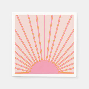 Servilleta De Papel Sunrise Pink Resumen Retro Sunshine