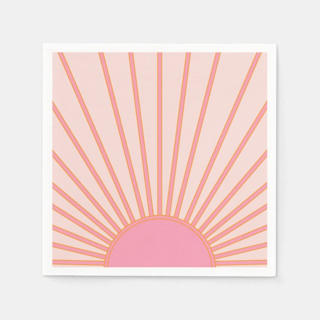 Servilleta De Papel Sunrise Pink Resumen Retro Sunshine (Anverso)