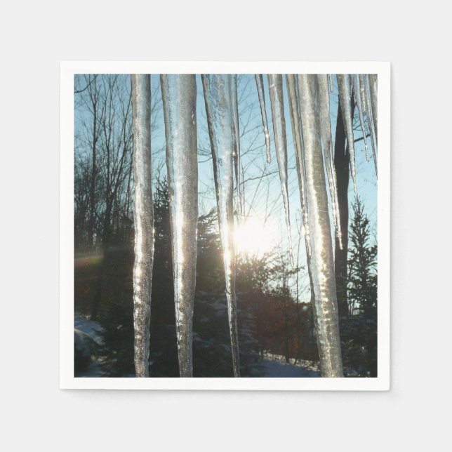 Servilleta De Papel Sunrise Through Icicles Winter Nature Photography (Anverso)