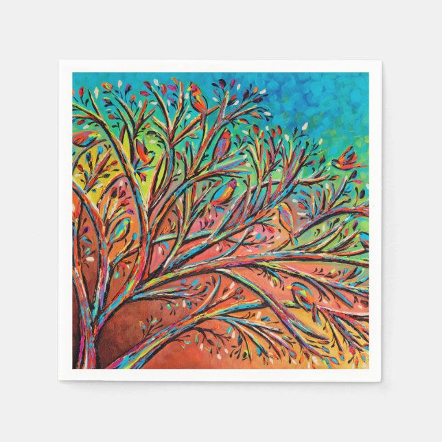 Servilleta De Papel Sunrise Treetop Birds II (Anverso)