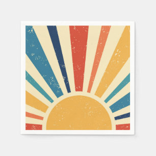 Servilleta De Papel Sunrise Vintage I Retro Sun I Boho Sunshine