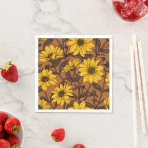 Servilleta De Papel Sunroot, girasol salvaje en amarillo y marrón