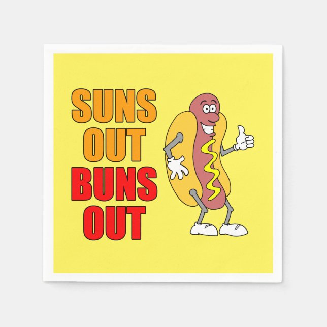 Servilleta De Papel Suns Out Buns Out Funny Hot Dog (Anverso)