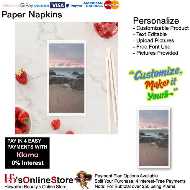 Servilleta De Papel Sunset Beach Guest Towel Paper Napkins 21 (Sunset Beach Tables Kitchen Restaurant Decor Paper Guest Towels 21.)