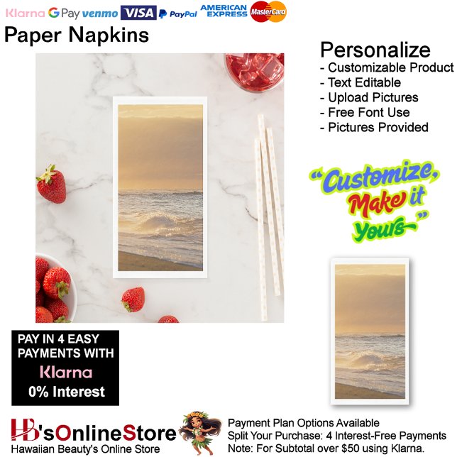 Servilleta De Papel Sunset Beach Guest Towel Paper Napkins 24 (Sunset Beach Tables Kitchen Restaurant Decor Paper Guest Towels 24.)