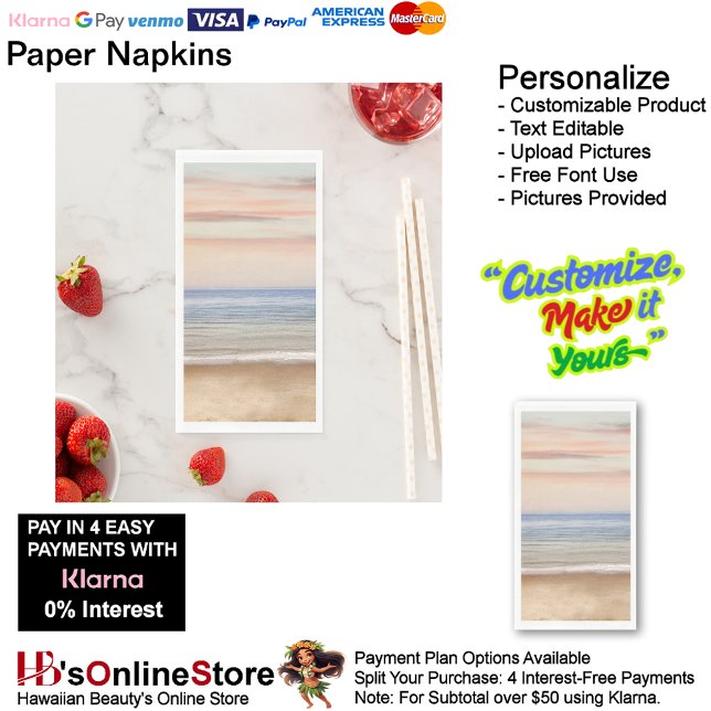 Servilleta De Papel Sunset Beach Guest Towel Paper Napkins 25 (Sunset Beach Tables Kitchen Restaurant Decor Paper Guest Towels 25.)