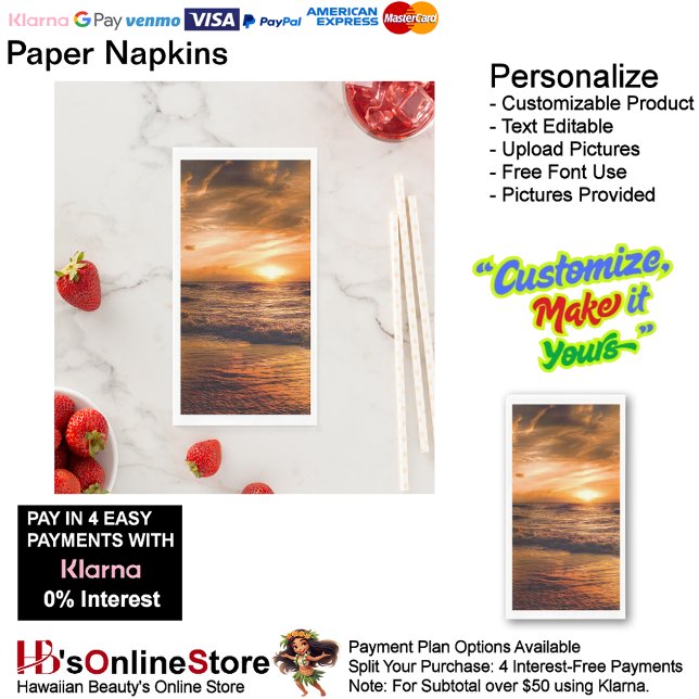 Servilleta De Papel Sunset Beach Guest Towel Paper Napkins 45 (Sunset Beach Tables Kitchen Restaurant Decor Paper Guest Towels 45.)