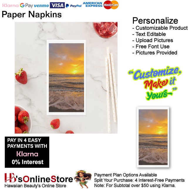 Servilleta De Papel Sunset Beach Guest Towel Paper Napkins 46 (Sunset Beach Tables Kitchen Restaurant Decor Paper Guest Towels 46.)
