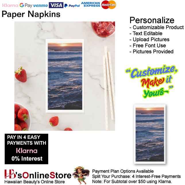 Servilleta De Papel Sunset Beach Guest Towel Paper Napkins 48 (Sunset Beach Tables Kitchen Restaurant Decor Paper Guest Towels 48.)