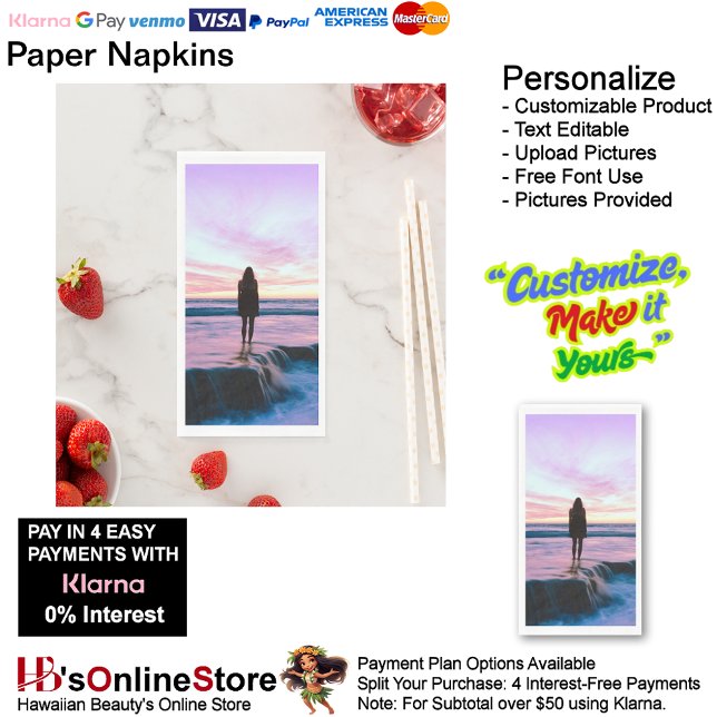 Servilleta De Papel Sunset Beach Guest Towel Paper Napkins 8 (Sunset Beach Tables Kitchen Restaurant Decor Paper Guest Towels 8.)