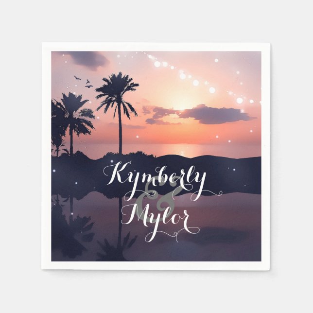 Servilleta De Papel Sunset Beach Wedding (Anverso)