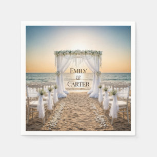 Servilleta De Papel Sunset Beach Wedding Con Arco Floral