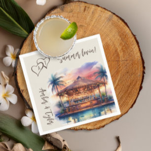 Servilleta De Papel Sunset Beach Wedding Pool Bar Cocktail