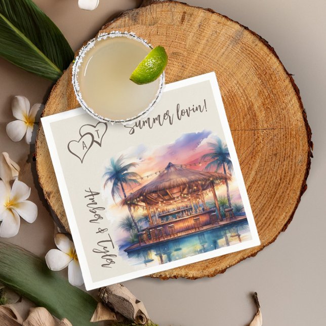 Servilleta De Papel Sunset Beach Wedding Pool Bar Cocktail (Cocktail napkins from the Sunset Beach Wedding Collection by Darling & May)