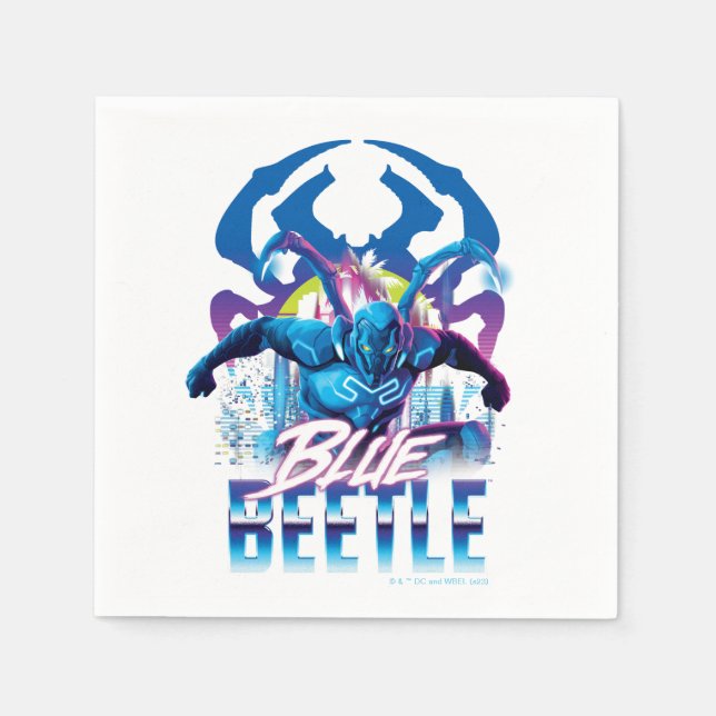 Servilleta De Papel Sunset de Blue Beetle Retrowave City (Anverso)