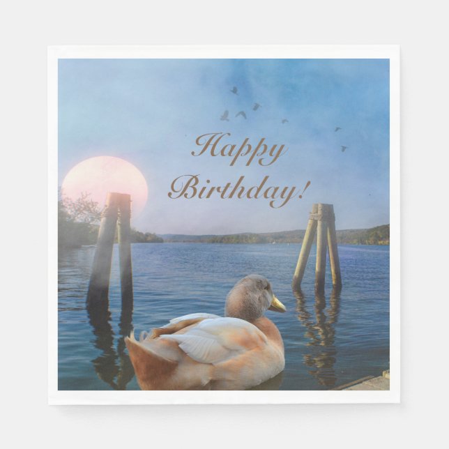 Servilleta De Papel Sunset Duck Happy Birday (Anverso)