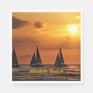 Servilleta De Papel Sunset hawaiano, Waikiki Beach,