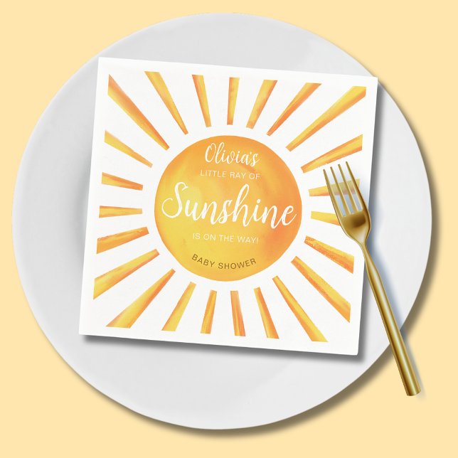 Servilleta De Papel Sunshine Baby Shower (Little Ray of Sunshine Baby Shower paper napkins)