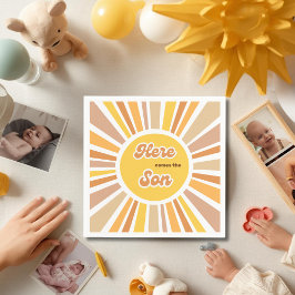 Servilleta De Papel Sunshine Baby Shower Boho Retro Yellow Sunshine