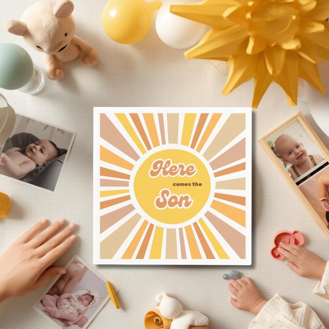 Servilleta De Papel Sunshine Baby Shower Boho Retro Yellow Sunshine (Subido por el creador)
