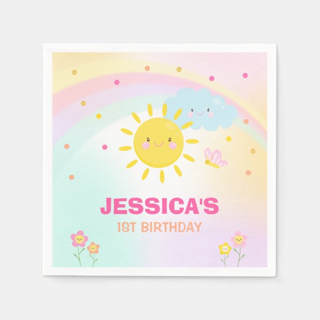 Servilleta De Papel Sunshine Birday Party Napkin Our Little Sunshine P (Anverso)