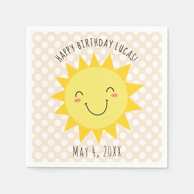 Servilleta De Papel Sunshine Face Happy Birday Fiesta (Anverso)
