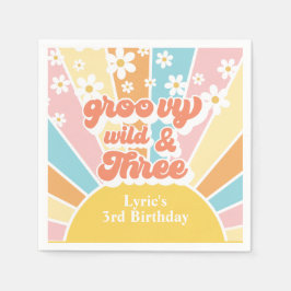 Servilleta De Papel Sunshine Retro daisy 3 cumpleaños