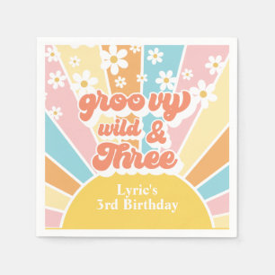 Servilleta De Papel Sunshine Retro daisy 3 cumpleaños