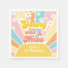 Servilleta De Papel Sunshine Retro daisy 3 cumpleaños