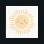 Servilleta De Papel Sunshine Sun Birthday Party<br><div class="desc">Añade un toque final a la fiesta de cumpleaños de tu pequeña con estas servilletas,  con un sol amarillo feliz con detalles amarillos y rosas.</div>