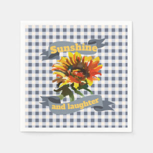 Servilleta De Papel Sunshine Sunflower Blue-gray Gingham