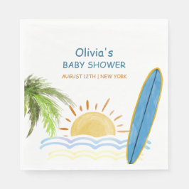 Servilleta De Papel Sunshine Tropical Surfing Baby Shower