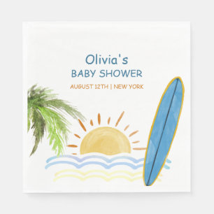 Servilleta De Papel Sunshine Tropical Surfing Baby Shower