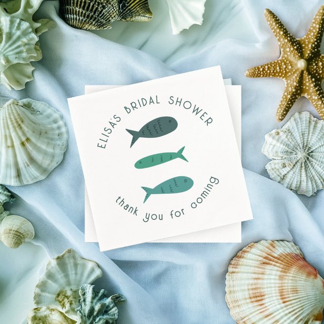 Servilleta De Papel Suntuosa Fiesta de Sol Playa Conejita Peces Divert (Seaside Soiree Bridal Shower Cute Fishes CUSTOM Napkins
)