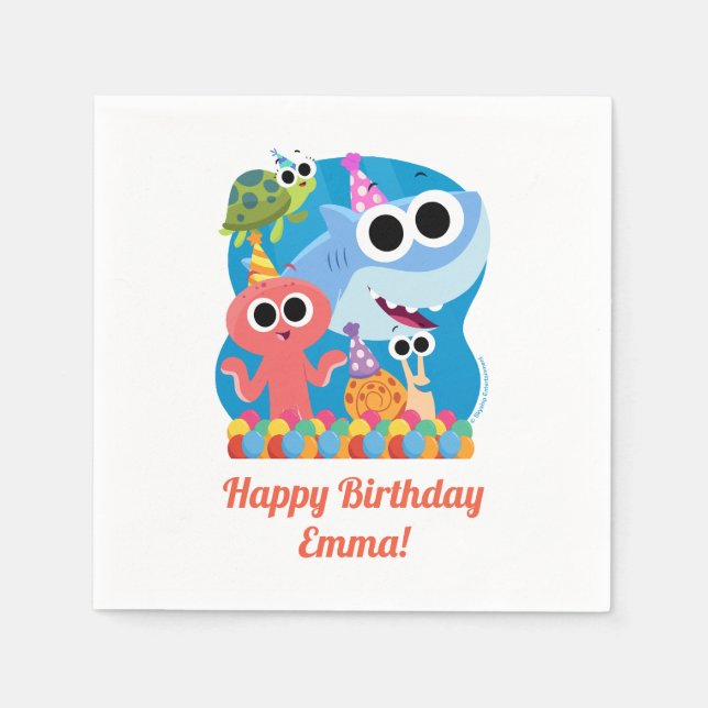 Servilleta De Papel Super Simple | Finny the Shark Confetti Birthday (Anverso)