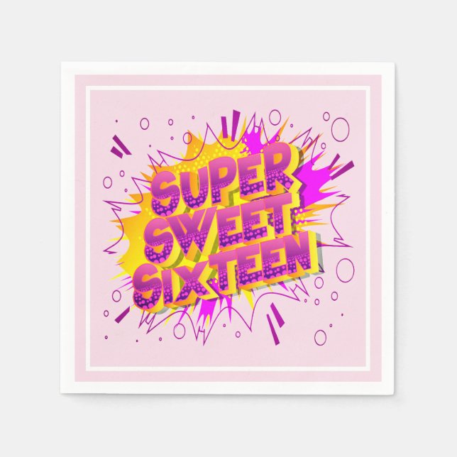 Servilleta De Papel Super Sweet 16th Birthday party (Anverso)