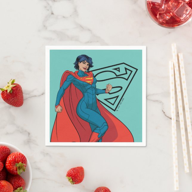 Servilleta De Papel Supergirl abusando de un traje azul (In situ)