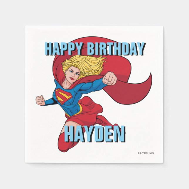 Servilleta De Papel Supergirl Volando hacia arriba Ilustracion (Anverso)