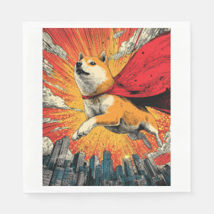 Servilleta De Papel Superhéro Shiba � Perro de Cómic