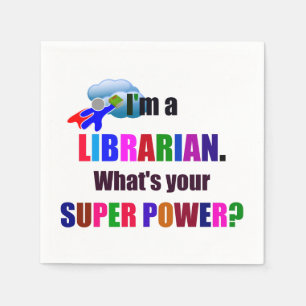Servilleta De Papel Superhéroe bibliotecario - Diseño de texto en negr
