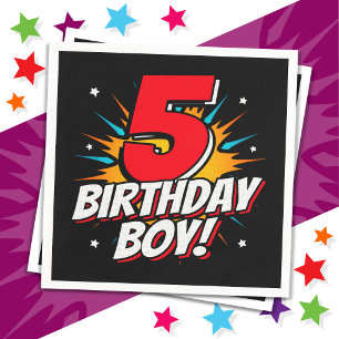 Servilleta De Papel Superhéroe de 5 años niño cumpleaños 5 cumpleaños