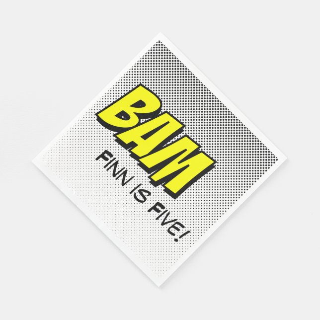 Servilleta De Papel Superhéroe servilletas de almuerzo amarillo "Bam"  (Esquina)