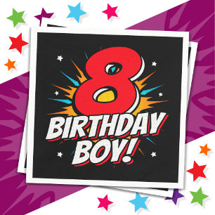 Servilleta De Papel Superheroína de 8 años niño cumpleaños 8 cumpleaño